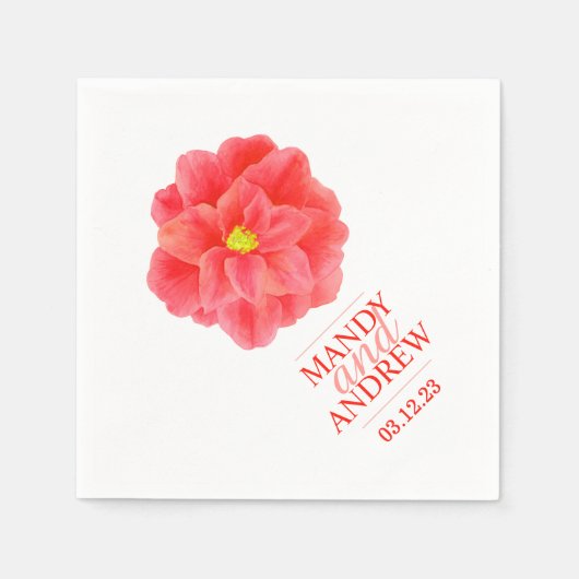 Bruiloft witte rode camellia aangepaste servetten (Voorkant)