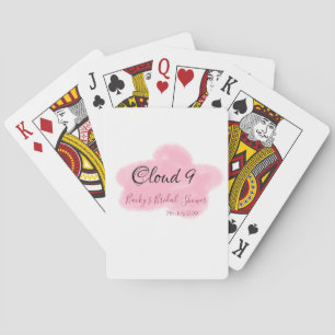 Bruiloft wolken negen rode pastel naamdatum pokerkaarten
