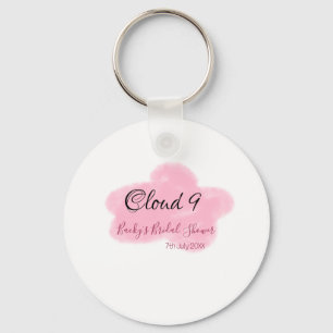 Bruiloft wolken negen rode pastel naamdatum sleutelhanger