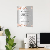 Bruiloft zilver roos gouden marmer programma tijdl poster (Thuiskantoor)