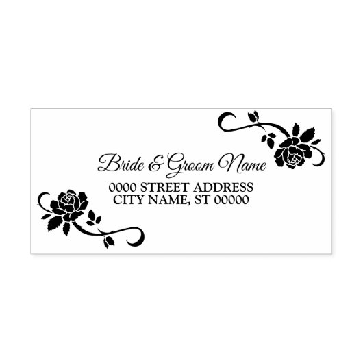 Bruiloft Zilveren Gouden Witte Rozen Bloemen Zelfinktende Stempel (Design)