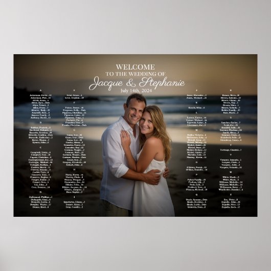 Bruiloft zitgrafiek met foto alfabetisch poster (Voorkant)