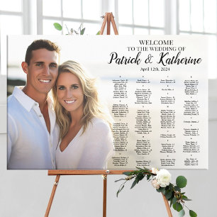 Bruiloft zitgrafiek met foto elegant plan canvas afdruk