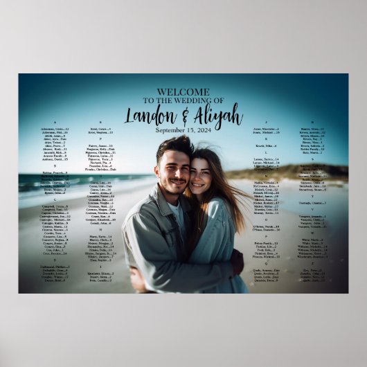 Bruiloft zitgrafiek met foto modern elegant poster (Voorkant)