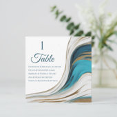 Bruiloft zitgrafiek- Modern blauw en goud- Kaart (Staand voorkant)