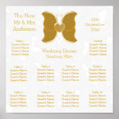 Bruiloft Zitplattegrond Gouden Vlinder Hart Ontwer Poster (Voorkant)