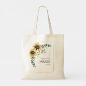 Bruiloft Zonnebloem Eucalyptus Bladeren Script Tote Bag (Achterkant)