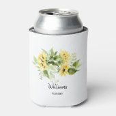 Bruiloft Zonnebloem Naam en Datum Koelbox Blikjeskoeler (Blikje Voorkant)