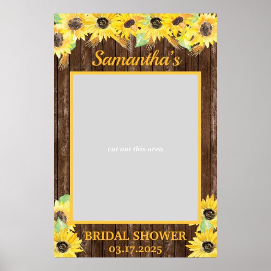 Bruiloft Zonnebloemen Bruidsfeest Foto Prop Frame Poster (Voorkant)