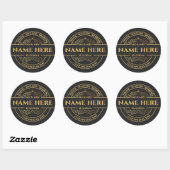 Bruiloft  Zwart en Goud gepersonaliseerd Ronde Sticker (Vel)
