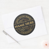 Bruiloft  Zwart en Goud gepersonaliseerd Ronde Sticker (Envelop)