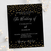 Bruiloft zwart gouden harten chique budget uitnodi