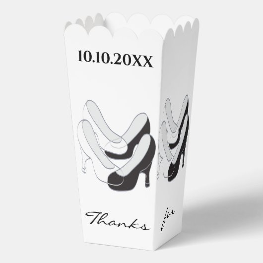 Bruiloft Zwart Op Wit Schoenen Lining Favor Boxes Bedankdoosjes (Voorkant)