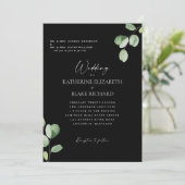 Bruiloft Zwart & Wit Beide ouders Eucalyptus Kaart (Staand voorkant)