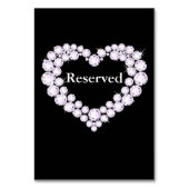 Bruiloft zwart & wit diamant hart tafel gereservee kaart (Achterkant)