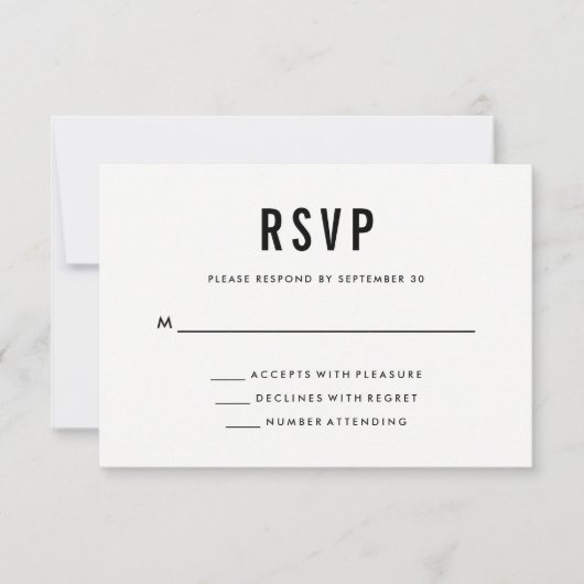 bruiloft | Zwart-wit en Solid Back RSVP (Voorkant)