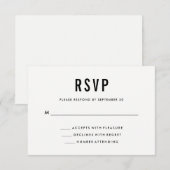 bruiloft | Zwart-wit en Solid Back RSVP Kaartje (Voorkant / Achterkant)