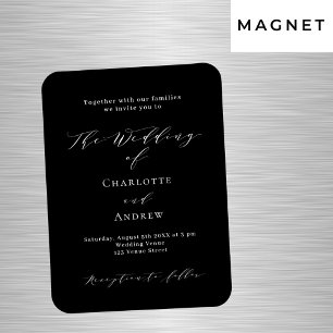 Bruiloft zwart wit formele moderne uitnodiging magneet