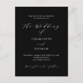 Bruiloft zwart wit klassiek formeel modern uitnodiging briefkaart (Voorkant)