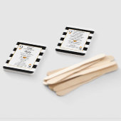 Bruiloft Zwart & Wit Strepen | Gold Heart-programm Handwaaier (Niet-gemonteerd)