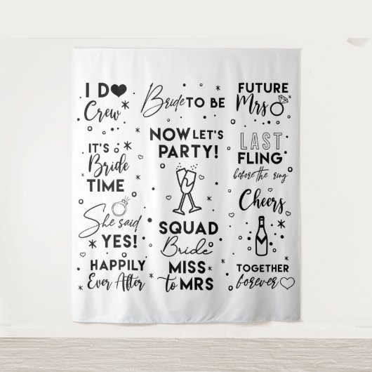 Bruiloft zwartetekst photobooth Achtergrond banner Wandkleed (Voorkant)