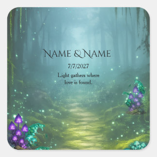 Bruiloftcollectie met Bioluminescente Elegantie Vierkante Sticker