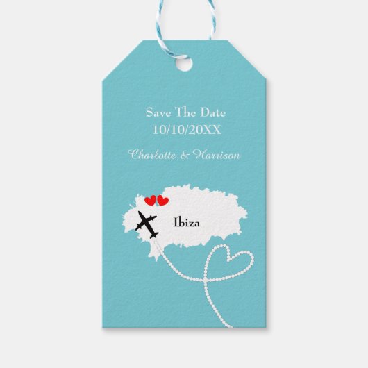 Bruiloften in het buitenland Ibiza Save the Date Cadeaulabel (Voorkant)
