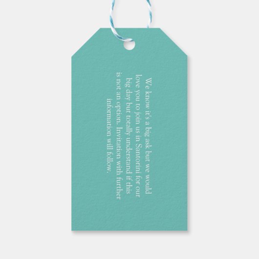 Bruiloften in het buitenland Santorini Save the Da Cadeaulabel (Achterkant)