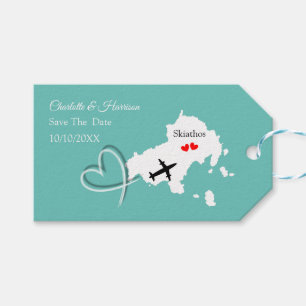 Bruiloften in het buitenland Skiathos opslaan de d Cadeaulabel