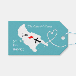 Bruiloften in het buitenland Zante Save the Date Cadeaulabel