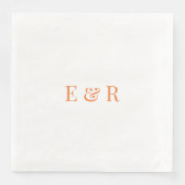 Bruiloften servetten Perzik thema met initialen (Voorkant)