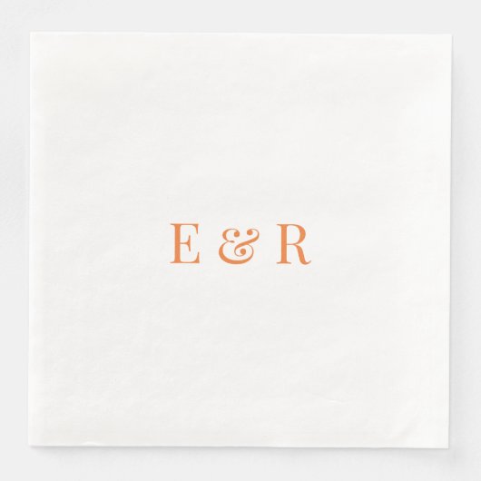 Bruiloften servetten Perzik thema met initialen (Voorkant)