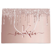 Bruiloftfeest roze goud glinsterend roze monogram groot cadeauzakje (Voorkant)