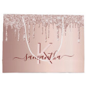 Bruiloftfeest roze goud glinsterend roze monogram groot cadeauzakje (Achterkant)