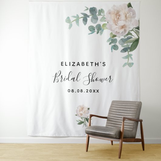 Bruiloftfeest witte eucalyptus groen elegant wandkleed (In situ)