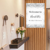 Bruiloftfeestje witte zilveren glitterscript welko poster