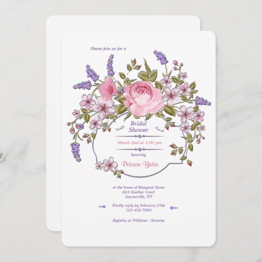 Bruilofts Uitnodiging met Bloemenvorm (Voorkant / Achterkant)