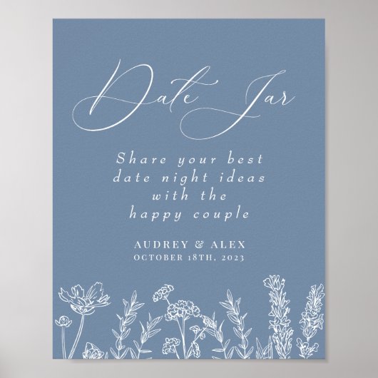 Bruiloftsactiviteit met datum pot periwinkle wilde poster (Voorkant)