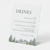 Bruiloftsbarmenu van de bergdennenboom reclamebord met voetstuk (Voorkant)