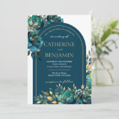 Bruiloftsbloemenuitnodiging Boho Glam Kaart (Staand voorkant)