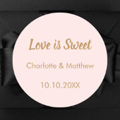 Bruiloftsblush gouden namen Love is Sweet Ronde Sticker
