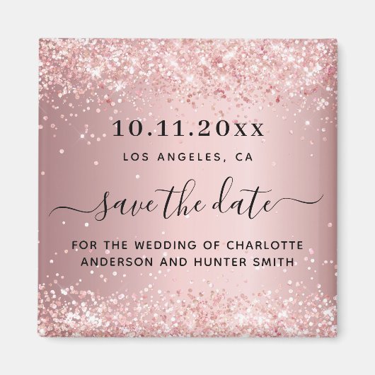 Bruiloftsblush roze save the date magneet (Voorkant)