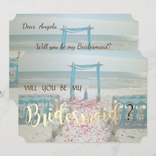 Bruiloftsbogen op het strand  bruidsmeisje kaart (Voorkant / Achterkant)