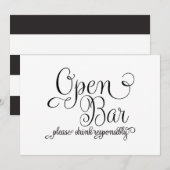 Bruiloftsbord met open bar-tekst kaart (Voorkant / Achterkant)