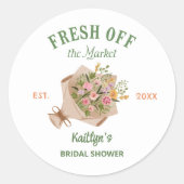 Bruiloftsborrel Boerenmarkt 'Van de Markt' Ronde Sticker (Voorkant)