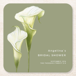 Bruiloftsborrel Delicate calla lilies | Vierkante Kartonnen Onderzetter