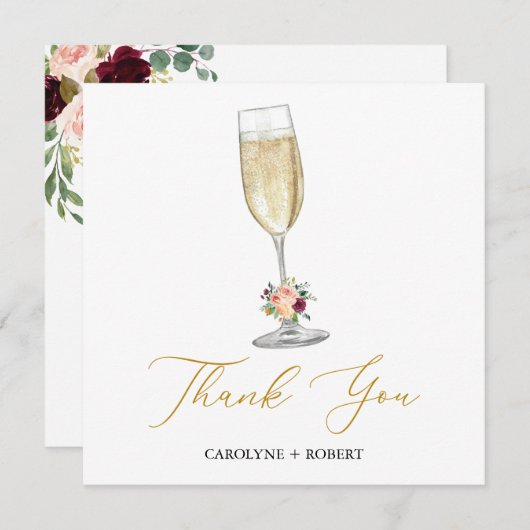 Bruiloftsborrel en bruidsdouche dankkaart bedankkaart (Voorkant / Achterkant)