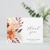 Bruiloftsborrel met herfstbloemen bedankkaart (Staand voorkant)