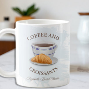 Bruiloftsborrel met koffie en croissants koffiemok