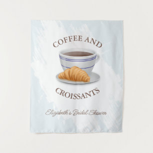 Bruiloftsborrel met koffie en croissants wandkleed